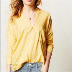 Holding Horses Anthropologie Yellow Collar Top